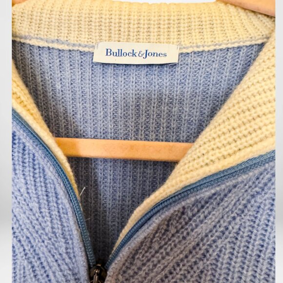 Vintage 90's Wool Cashmere Quarter Zip Blue Men’s L - Quiet Luxury - Picture 2 of 5